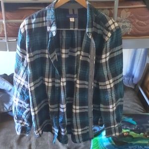 Blue plaid flannel shirt